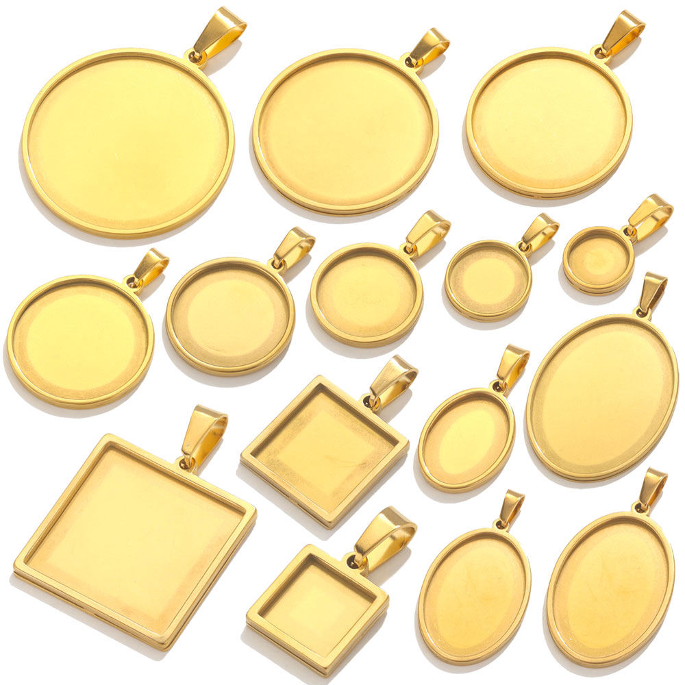 Bezels Set Pendant - 5 шт., подвеска-Кабошон из нержавеющей стали