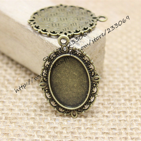 Bezels Set Pendant - 40 шт./лот, античный бронзовый сплав 22*30