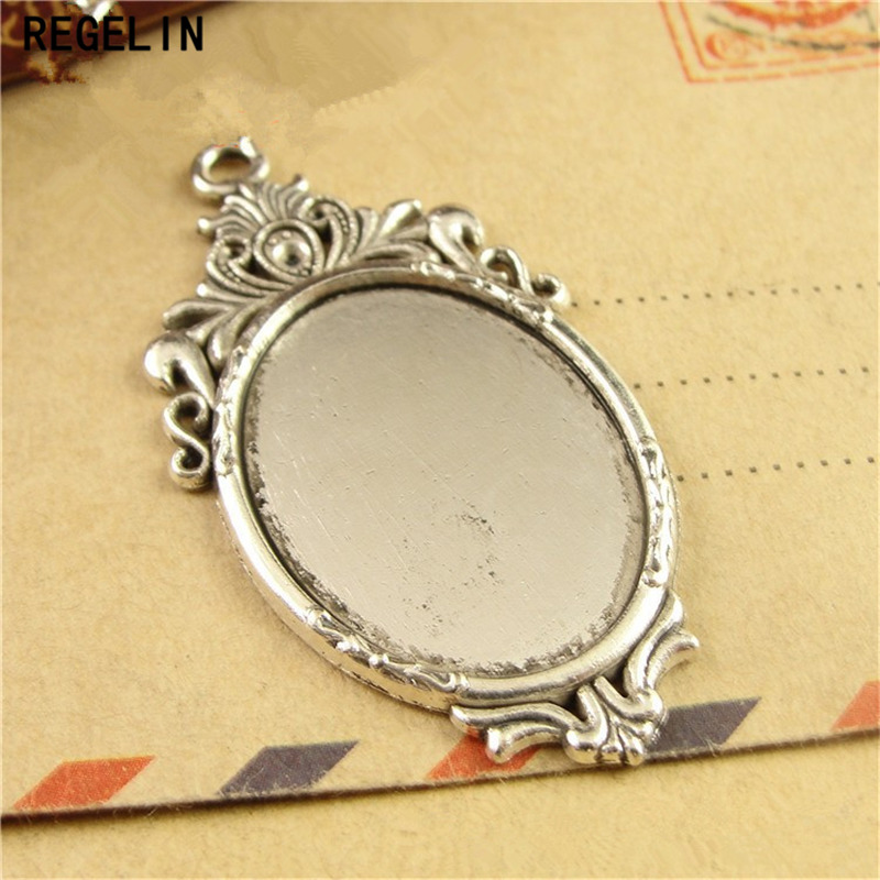 Bezels Set Pendant - REGELIN античная бронза Подвеска Настройки кабошоны