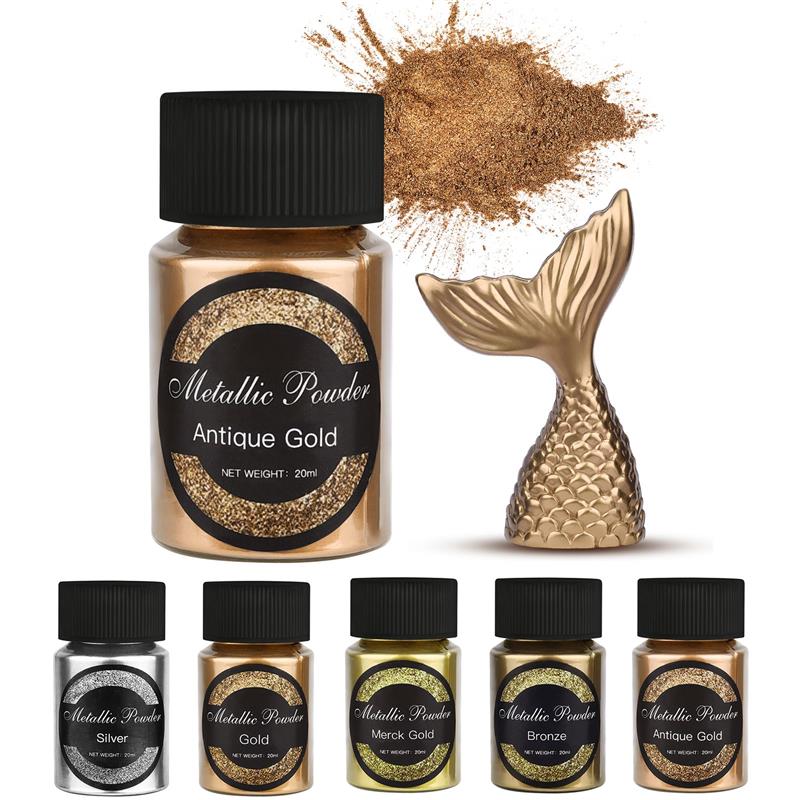 Resin Pigment Set - 20 мл мерцающий металлический золотой, серебряный